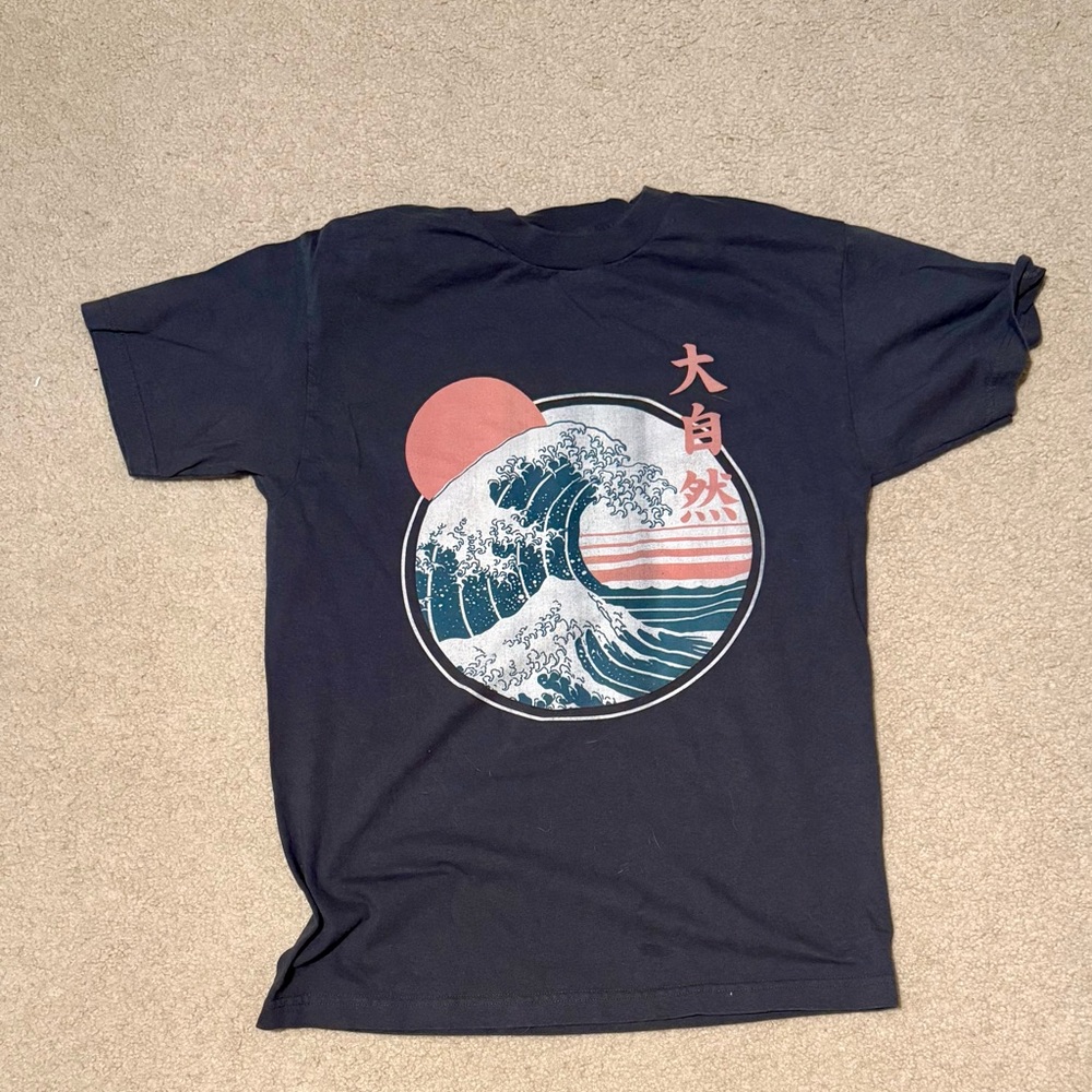 Graphic Tee with Wave Design